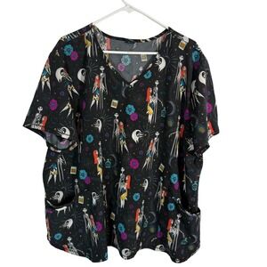 Disney Nightmare Before Christmas Jack Sally Zero Scrub Top Black XL 000102